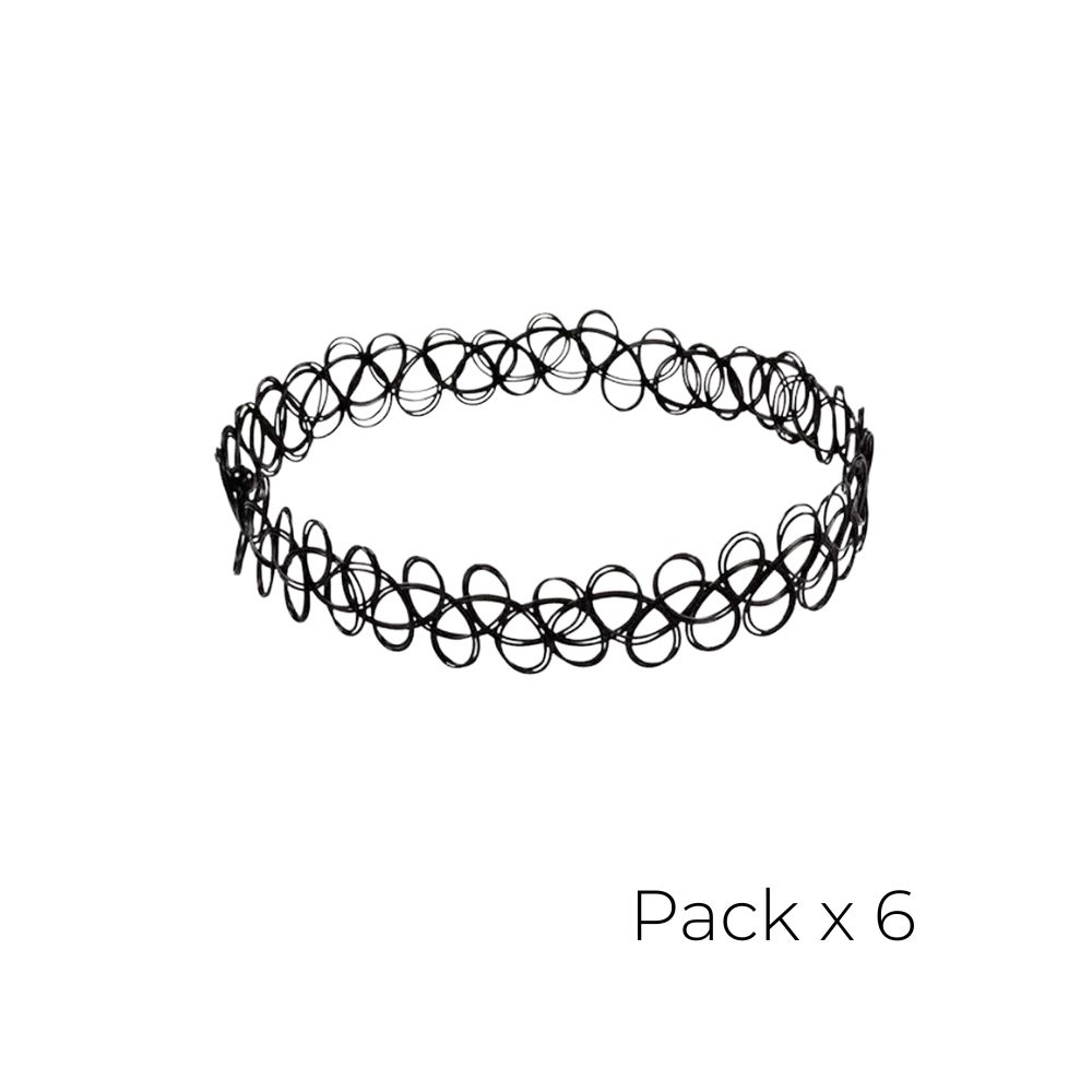 COLLAR CHOKER TRENZADO ELASTICO (X6 UNIDADES)