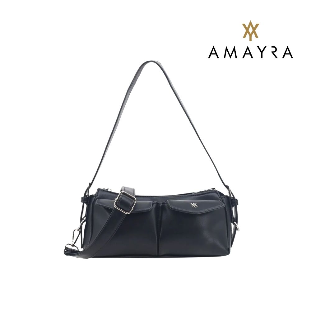 CARTERA BANDOLERA CON BOLSILLOS SIMIL CUERO AMAYRA