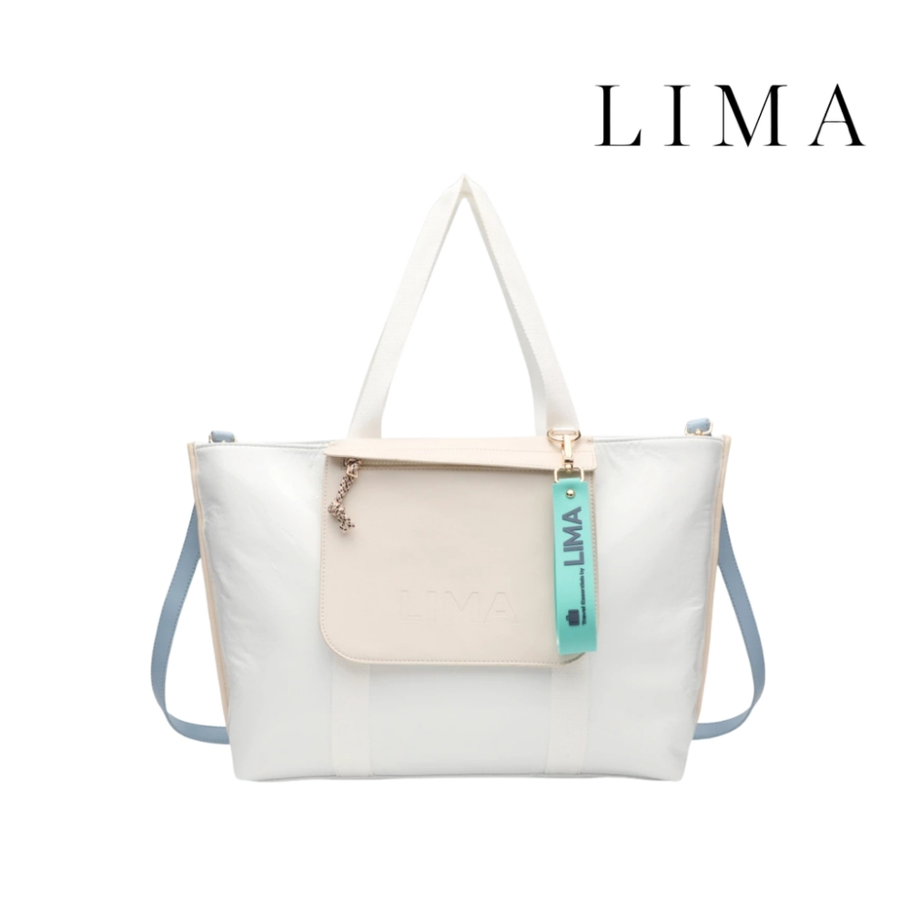 CARTERA TOTE BAG BICOLOR SIMIL CUERO LIMA