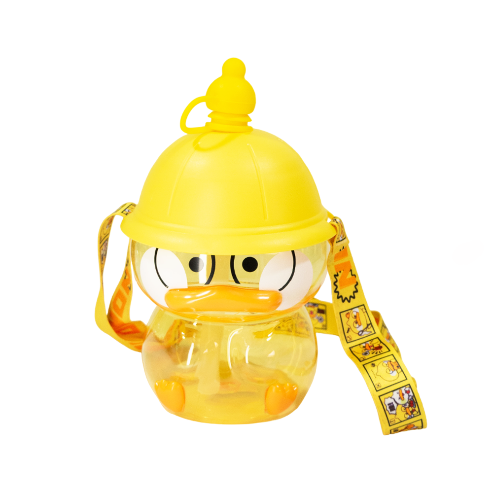 BOTELLA DE AGUA FORMA DE PATITO C/ CORREA + STICKERS