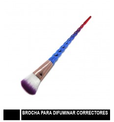 BROCHA PARA MAQUILLAJE CUERNO UNICORNIO MULTICOLOR 19CM