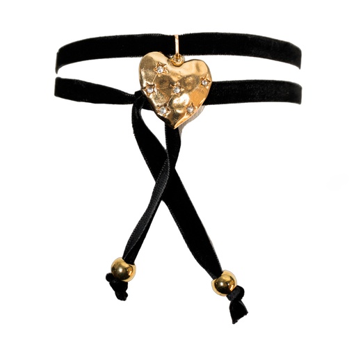 [41110] CHOKER CORBATERO DE TERCIOPELO Y DIJE 