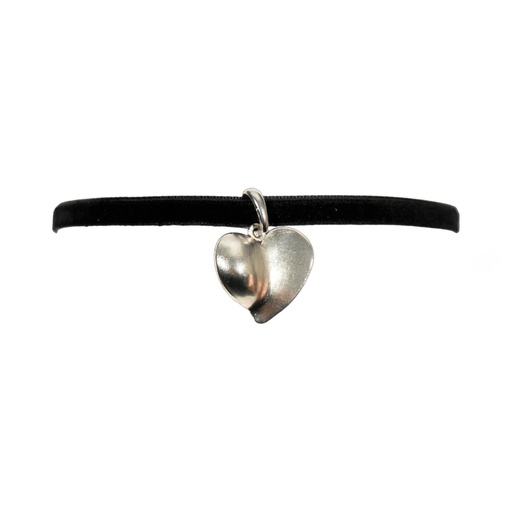 [41152] CHOKER DE TERCIOPELO DIJE CORAZON NIQUEL