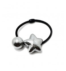 [26203] COLERO ELASTICO ESFERA Y ESTRELLA METALIZADA x 2