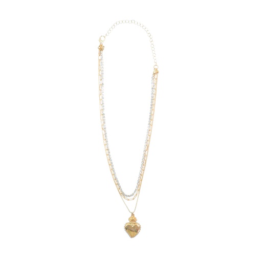 [39066] COLLAR CADENA TRIPLE CON DIJE CORAZON