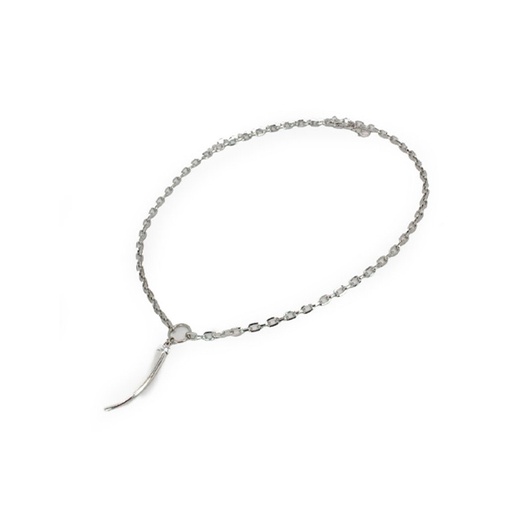 [41139] COLLAR DE CADENA DIJE DE COLMILLO NIQUEL