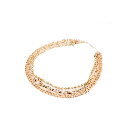 [41145] COLLAR DE TRIPLE CAIDA DE CADENA CON MOSQUETON DIFERENCIADO DORADO
