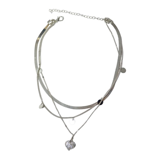 [43003] COLLAR MIXTO CON DIJE DE CORAZON CON STRASS