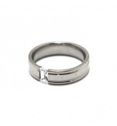 [33733] ANILLO DE ACERO CON PIEDRA UNICA