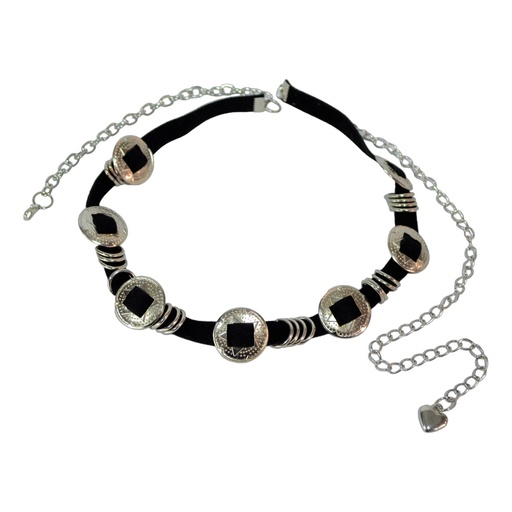 [42738] FAJIN GAMUZA CON CUENTAS METAL Y CADENAS FINAL CORAZON