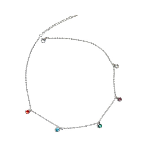 [42744] GARGANTILLA ACERO CON DIJES STRASS EN COLORES