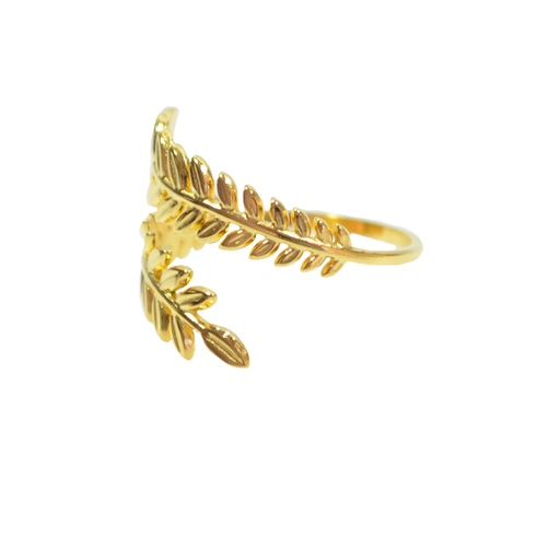 [39336] ANILLO DORADO ACERO HOJAS