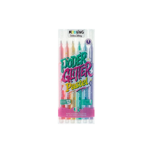 [35372] MARCADORES GLITTER PASTEL POR 6 COLORES