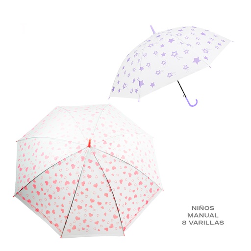 [41792] PARAGUAS INFANTIL ESTRELLAS Y CORAZONES