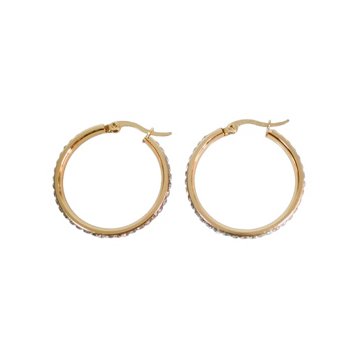 [42813] AROS ACERO ARGOLLA DORADA CON STRASS