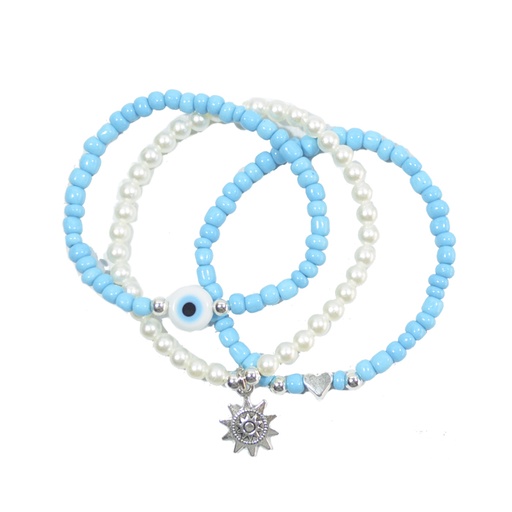 [38488] PULSERA TRIPLE OJO TURCO SOL Y CORAZÓN