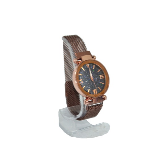 [36841] RELOJ CON  BRILLO MALLA METALICA
