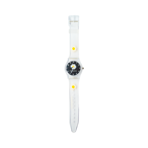 [42497] RELOJ MALLA SILICONA TRANSPARENTE C/ FLORES