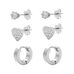 [44653] SET ACERO 3 PARES DE  AROS ARGOLLA ANCHA