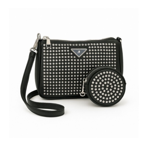 [TI15] CARTERA STRASS CON MONEDERO SIMIL CUERO