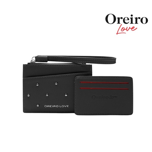 [T191] BILLETERA TARJETERO CON TACHAS SIMIL CUERO OREIRO LOVE