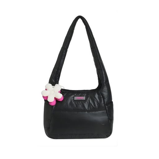 [T226] CARTERA ACOLCHADA PUFFER CON LLAVERO TRENDY