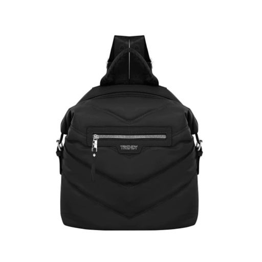 [TI235] MOCHILA MATELASEADA CON CIERRE SIMIL CUERO 14" TRENDY