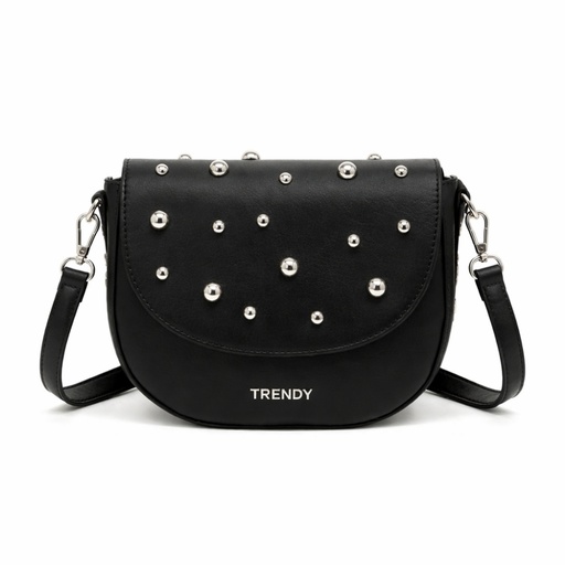[TI238] MORRAL CON TACHAS Y APLIQUE SIMIL CUERO TRENDY