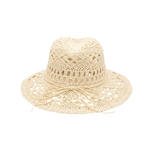 [TI309] SOMBRERO DE RAFIA CALADO CON LAZO DECORATIVO