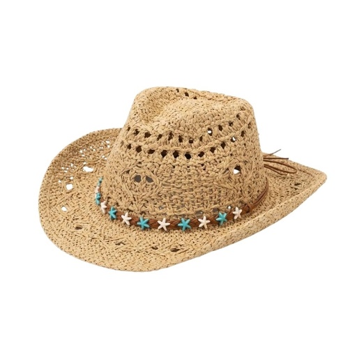 [TI310] SOMBRERO DE RAFIA ESTILO VAQUERO