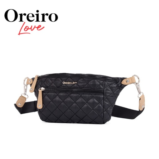 [TA219] RIÑONERA MATELASSEADA CON APLIQUE FRONTAL OREIRO LOVE