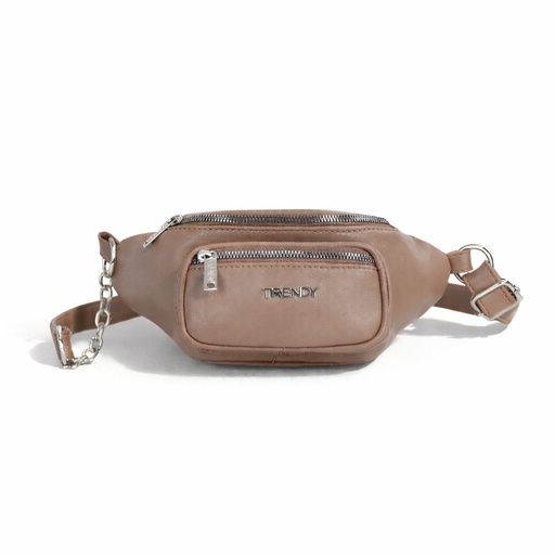 [TA221] RIÑONERA CON BOLSILLOS Y CADENA SIMIL CUERO TRENDY