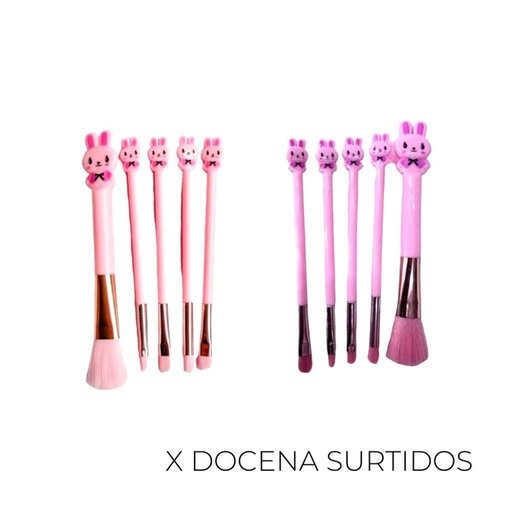 [TB68] SET DE BROCHA DE MAQUILLAJE CONEJO (SET X12)