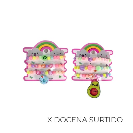 [TB75] SET CARTON INFANTIL DE PULSERAS MOSTACILLAS  (PACK X12)
