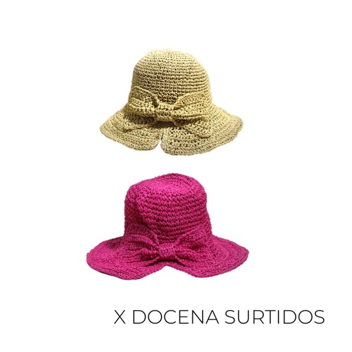 [TB76] SOMBRERO CAPELINA DE RAFIA (X6 UNIDADES)