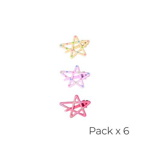 [TB108] SET DE 3 PARES DE BROCHES CON FORMA DE ESTRELLA (X6 UNIDADES)