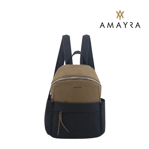 [T1400] MOCHILA URBANA BICOLOR SIMIL CUERO AMAYRA