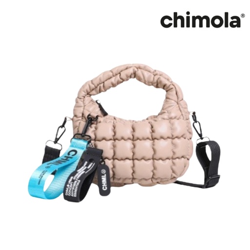 [T1495] MINI BAG PUFFER CON LLAVERO DE CINTA CHIMOLA